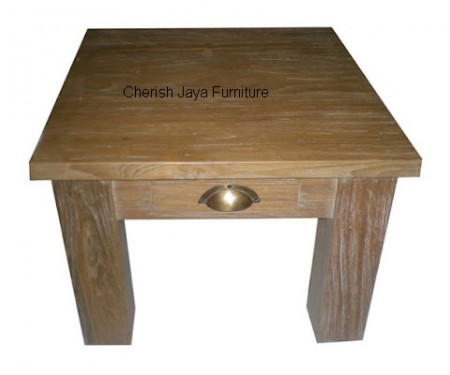 Code: SJAT 003 Name: Simplicity Small Coffee Table 1 Drawer Size: W=50 x D=50 x H=45 cm Leg=8 cm Wood: Solid Teakwood